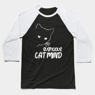 Suspicious Cat Mind Neon Funny Cat Baseball T-Shirt